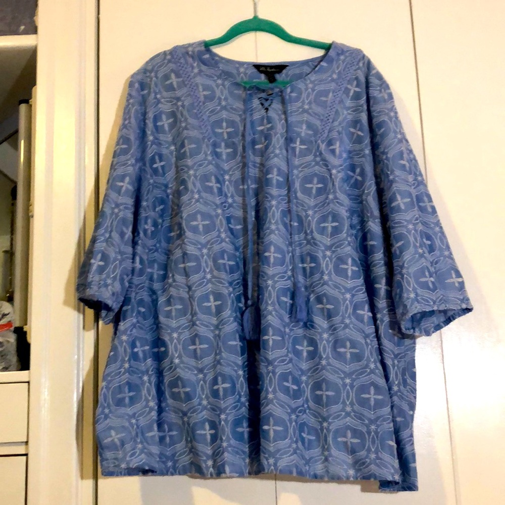 100% Cotton Embroidered Peasant Top by Ulla Popken